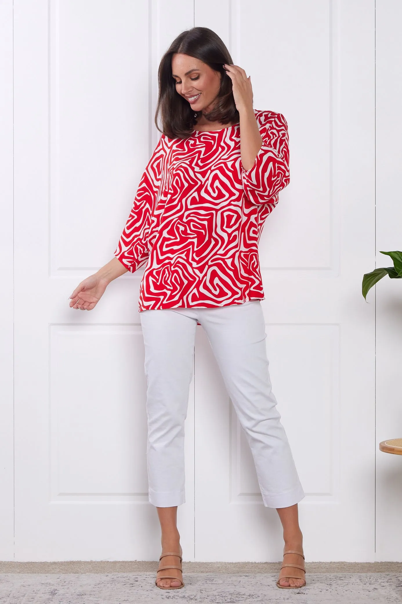 Summer Ease Top - Red/White Swirl