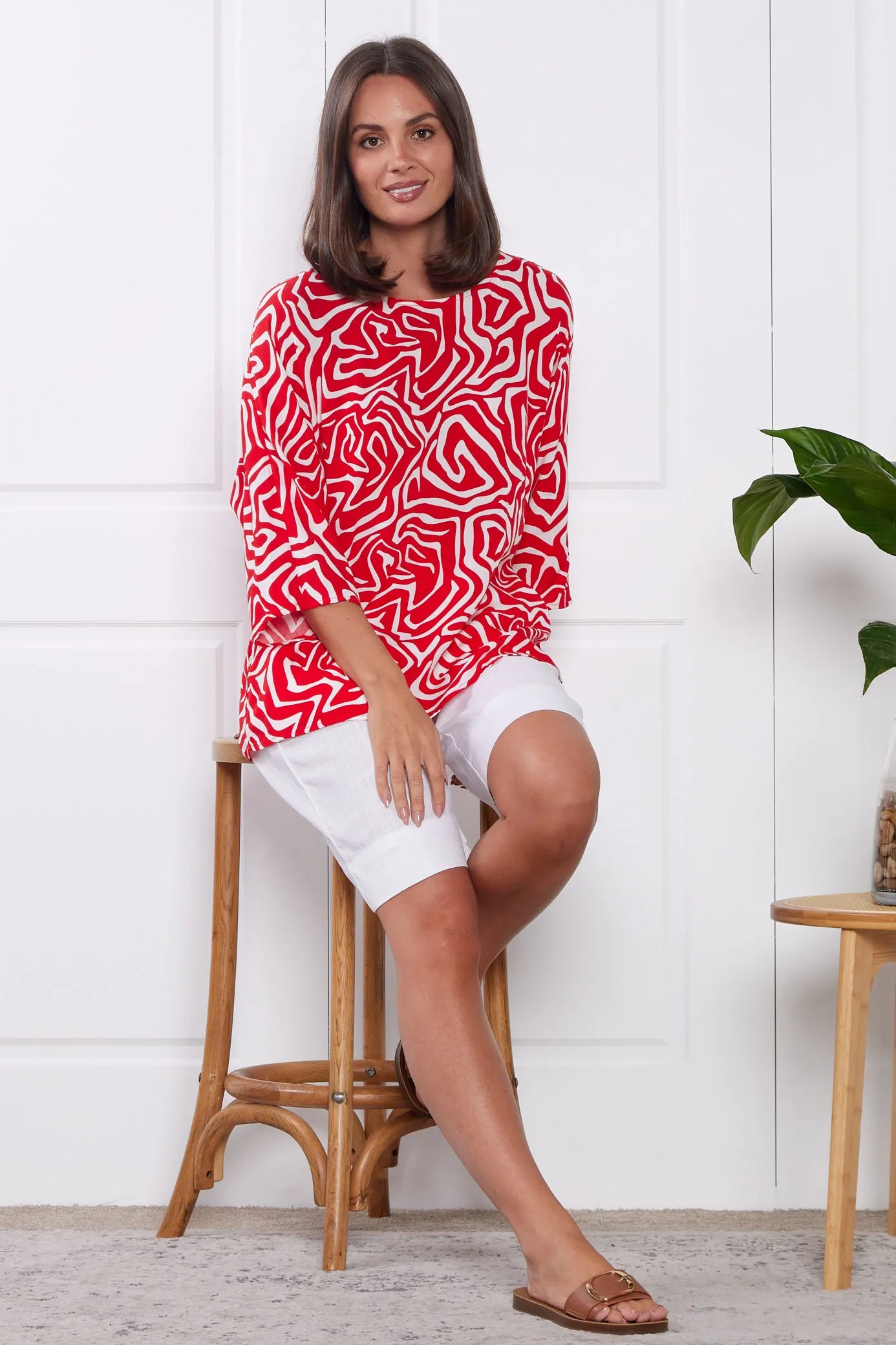 Summer Ease Top - Red/White Swirl