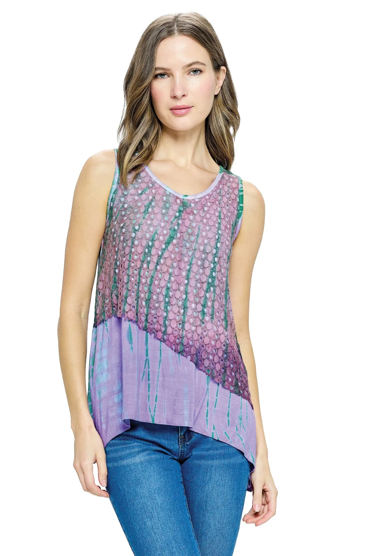 Tank Top Tie Dye Lace