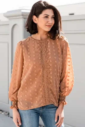 Textured Lace Tops: Mocha