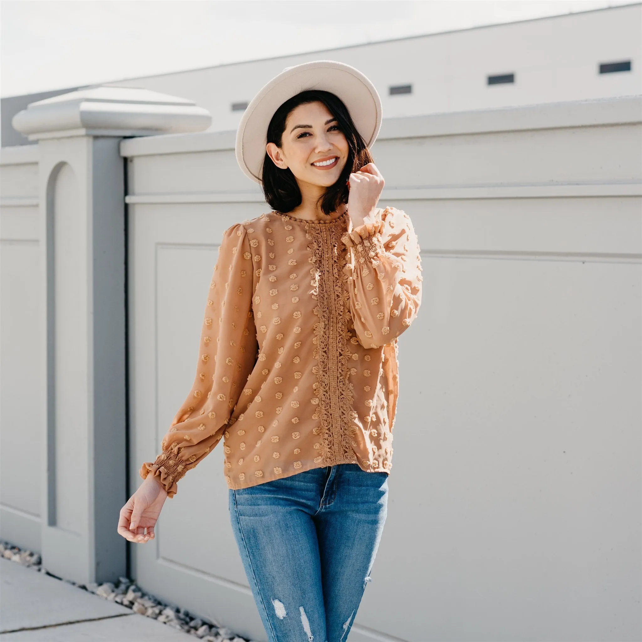 Textured Lace Tops: Mocha