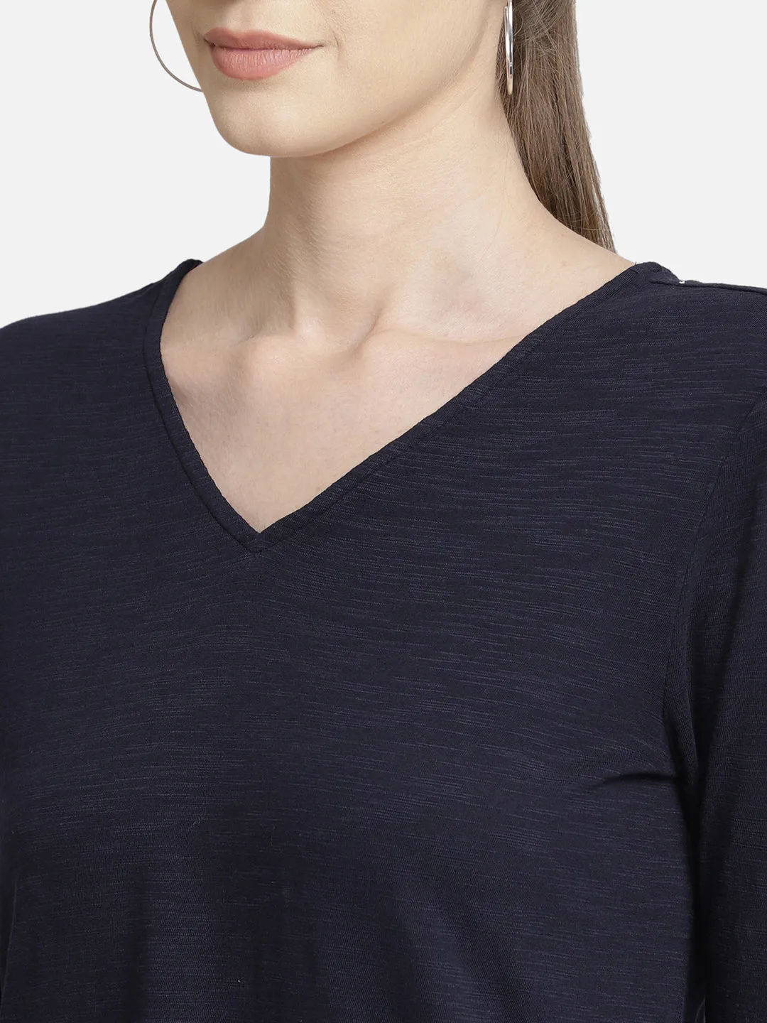 Textured Navy Blue Top