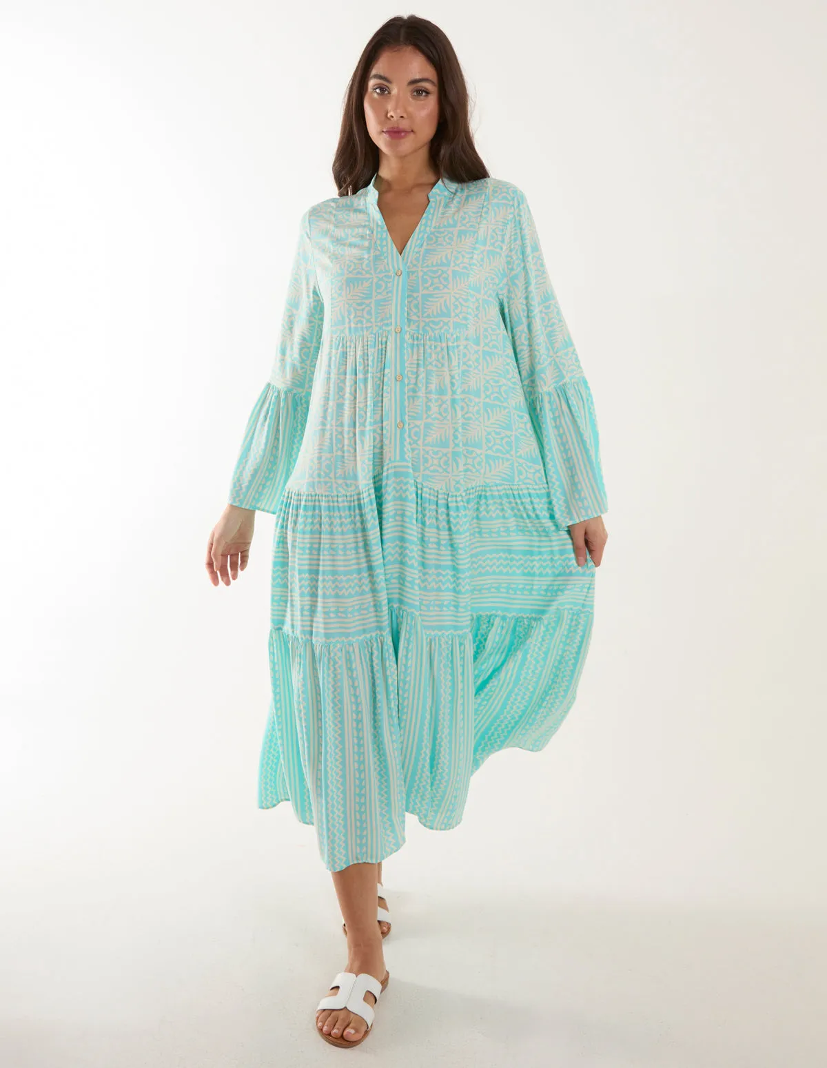 Tiered Maxi Long Sleeve Dress