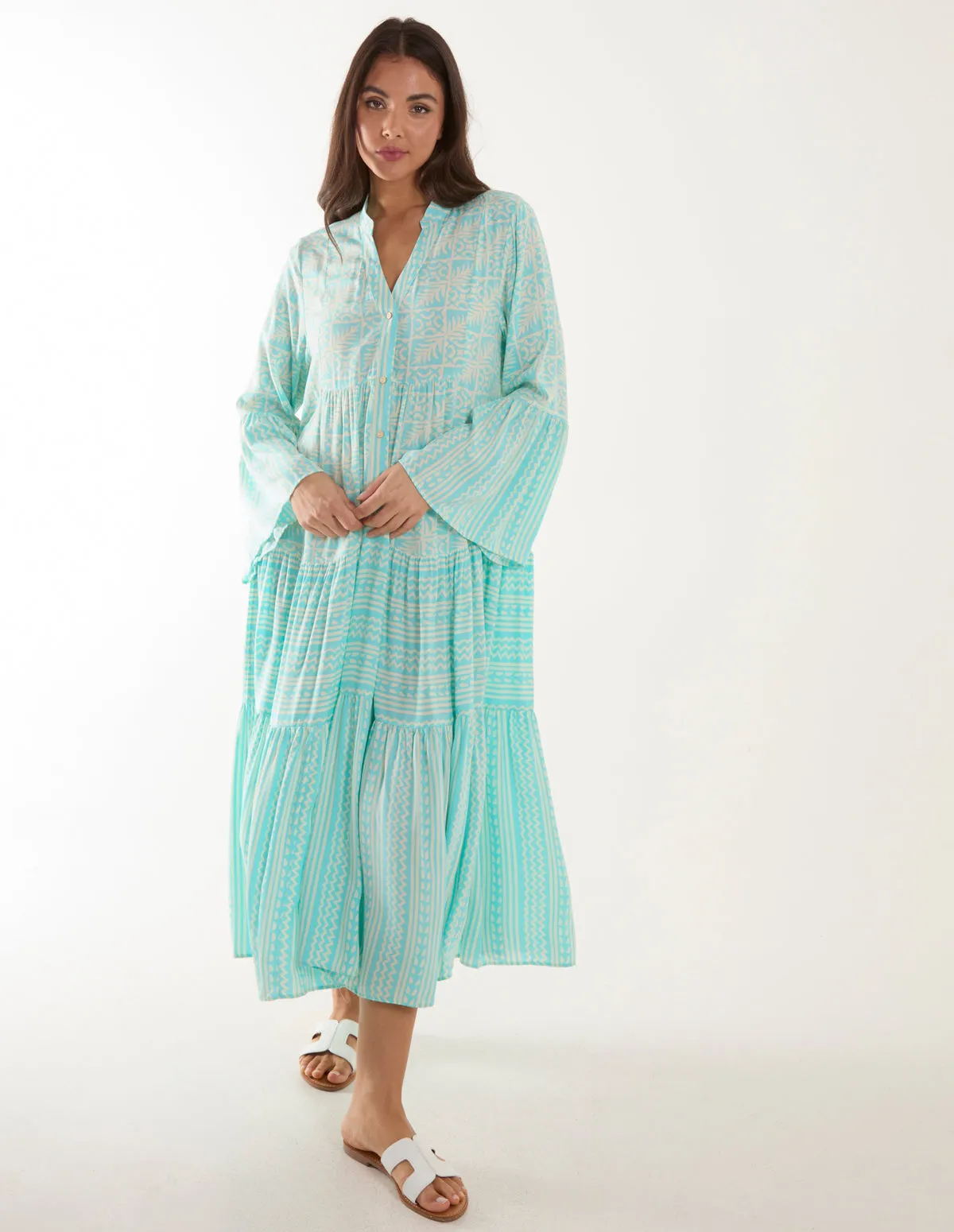 Tiered Maxi Long Sleeve Dress