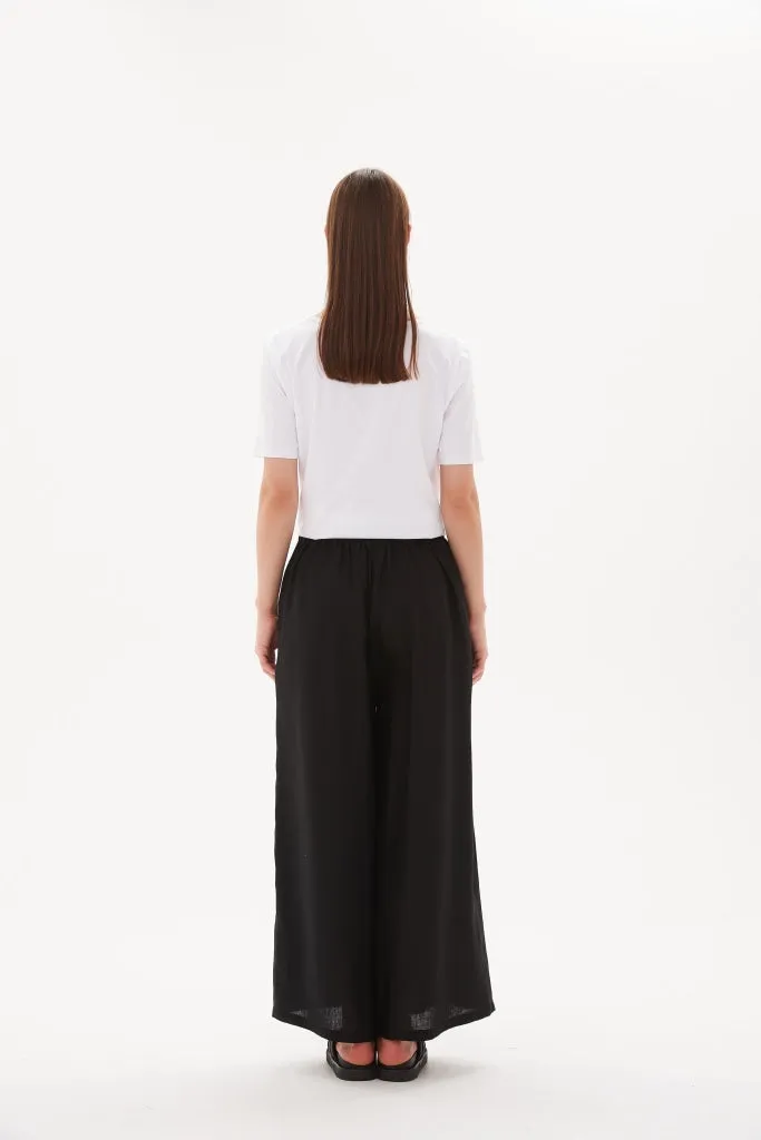 Tirelli - Elastic Back Palazzo Pant - Black