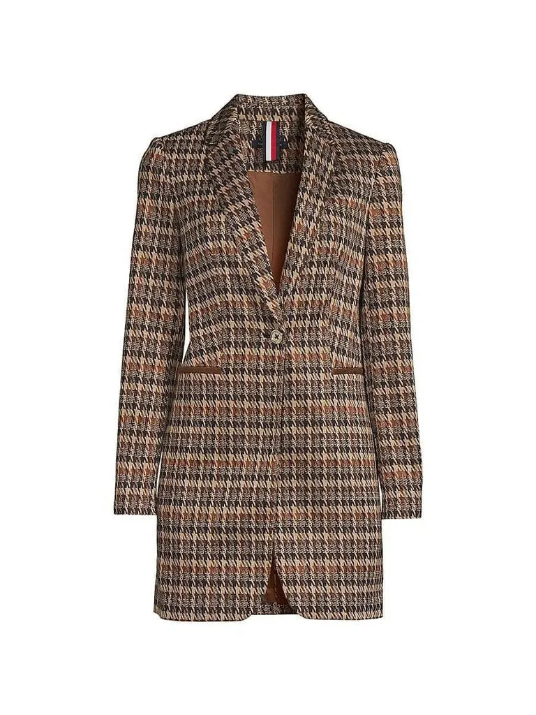 Tommy Hilfiger NWT Houndstooth Print Longline Blazer in Brown - Size 6