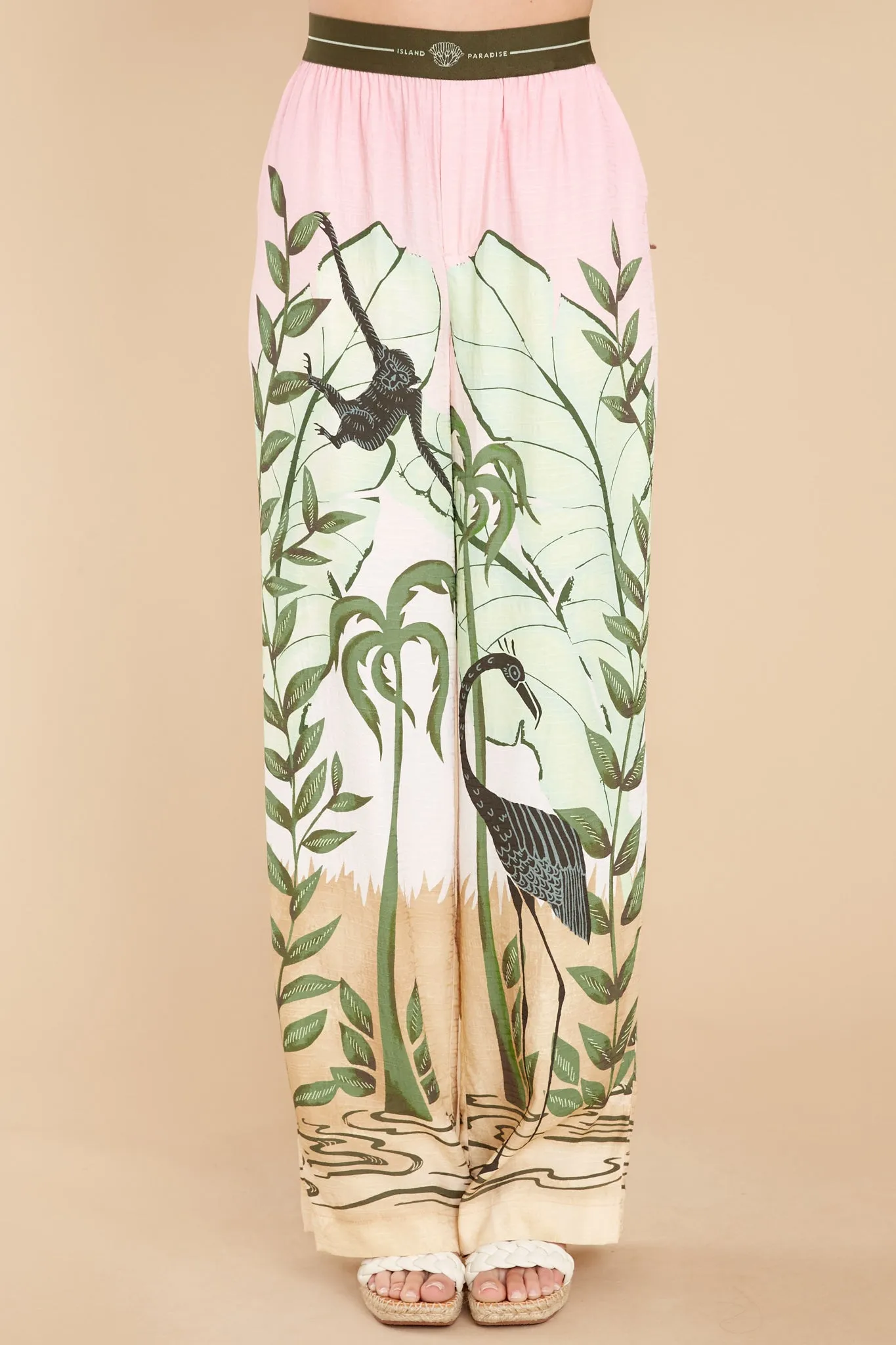 Tropical Hideaway Pink Print Trousers