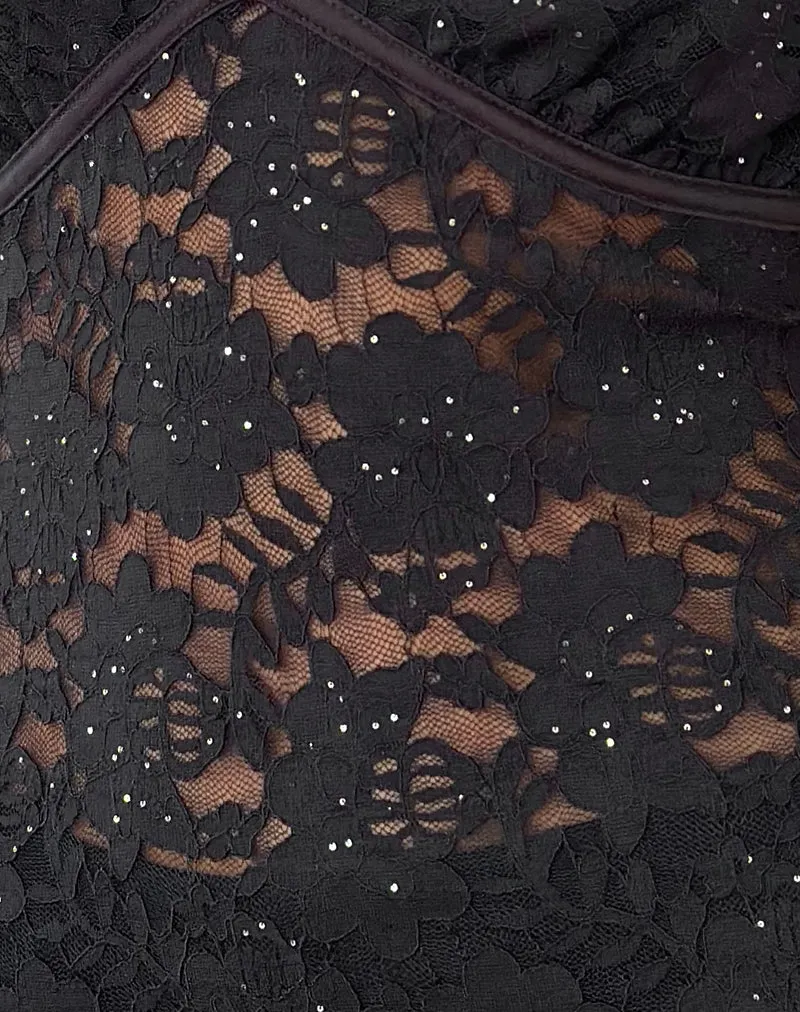 Vishata Top in Black Sequin Lace