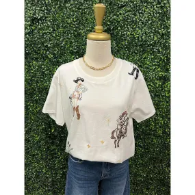 Western Motif Embroidered Graphic T Shirt