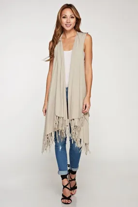 Western Shawl Collar Long Fringe Vest