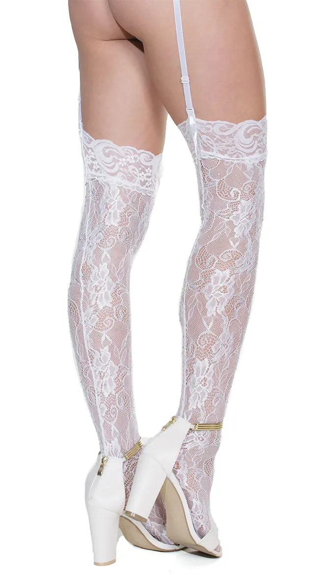 White Wonder Lace Thigh Highs