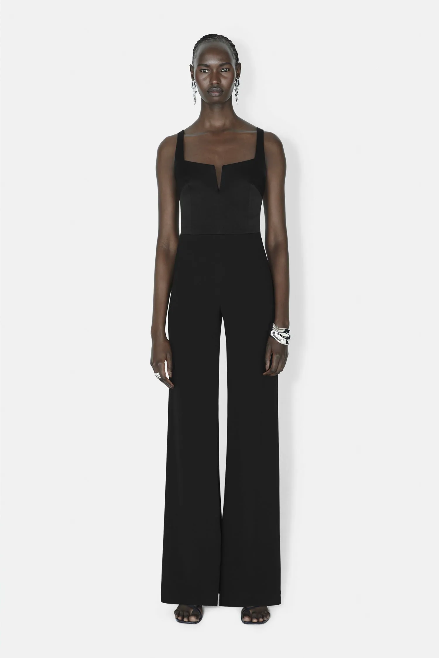 Wide Leg Corset Jumpsuit - Black