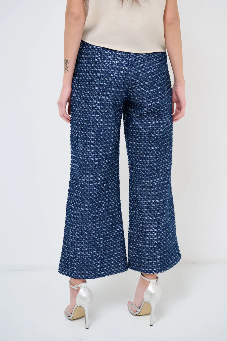 Wide-leg sequin trousers with high waist wholesale