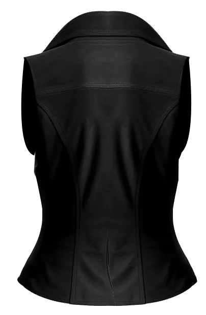 Women Black Suede Leather Vest