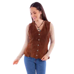 Women's Cafe Brown Suede Vest By Scully L1102-125