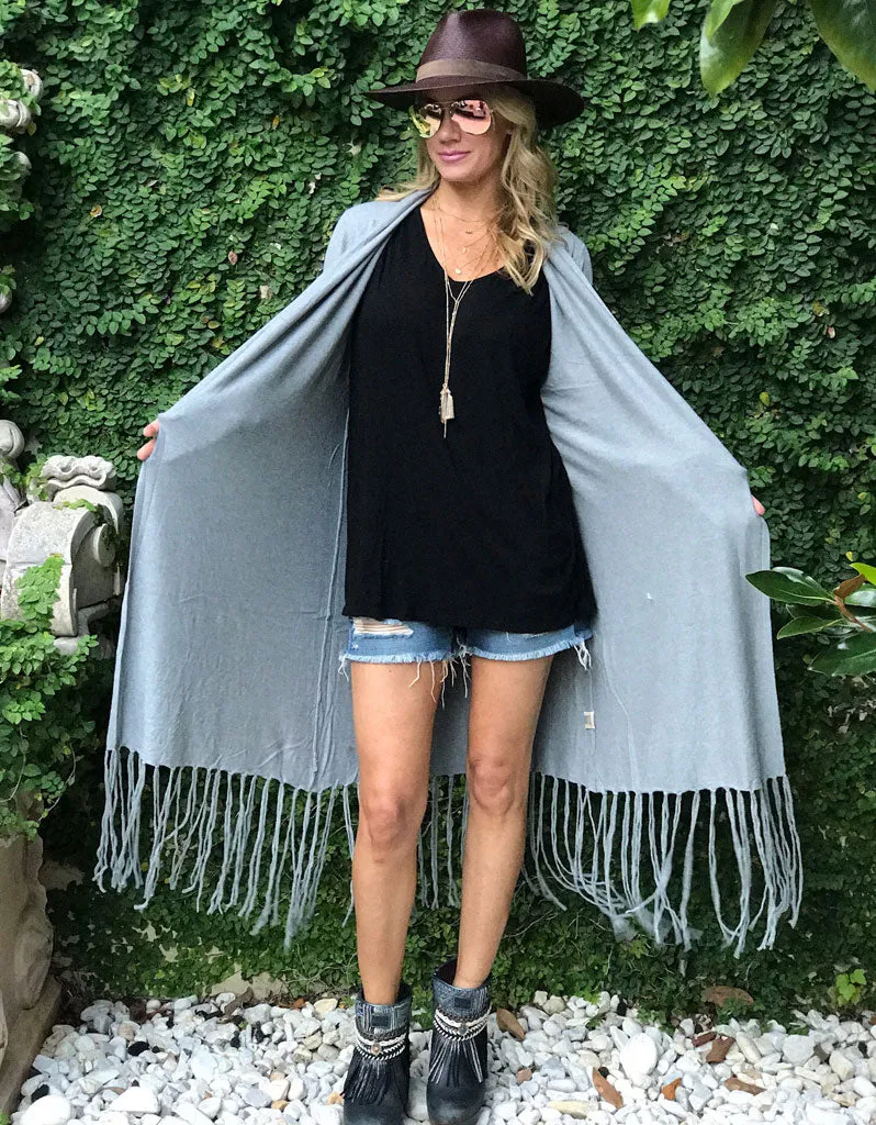 Zella Fringe Duster Cardigan in Moss