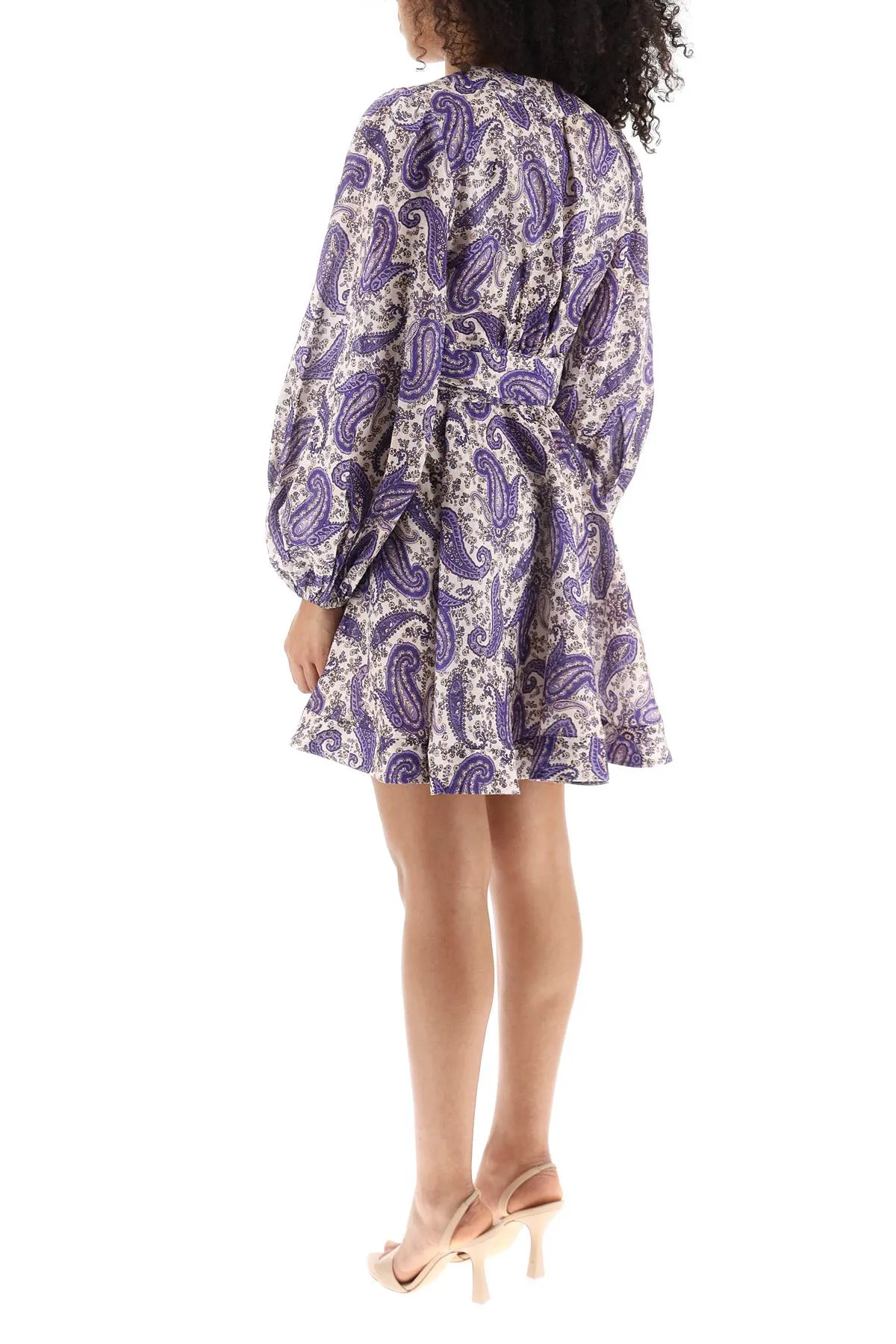 Zimmermann paisley print linen devi wrap minidress